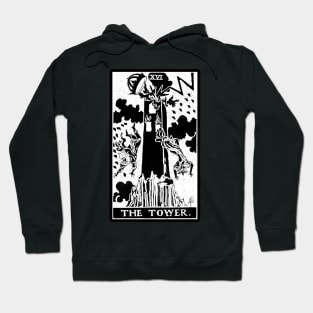 XVI. The Tower Tarot Card | Obsidian and Pearl Hoodie